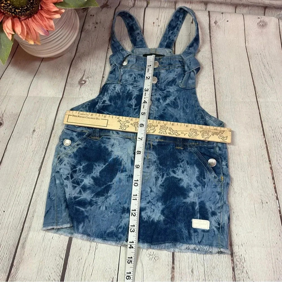 NWT 7 for all mankind 7FAMK denim overall jumper dress 24M tie dye bleach - Picture 3 of 6